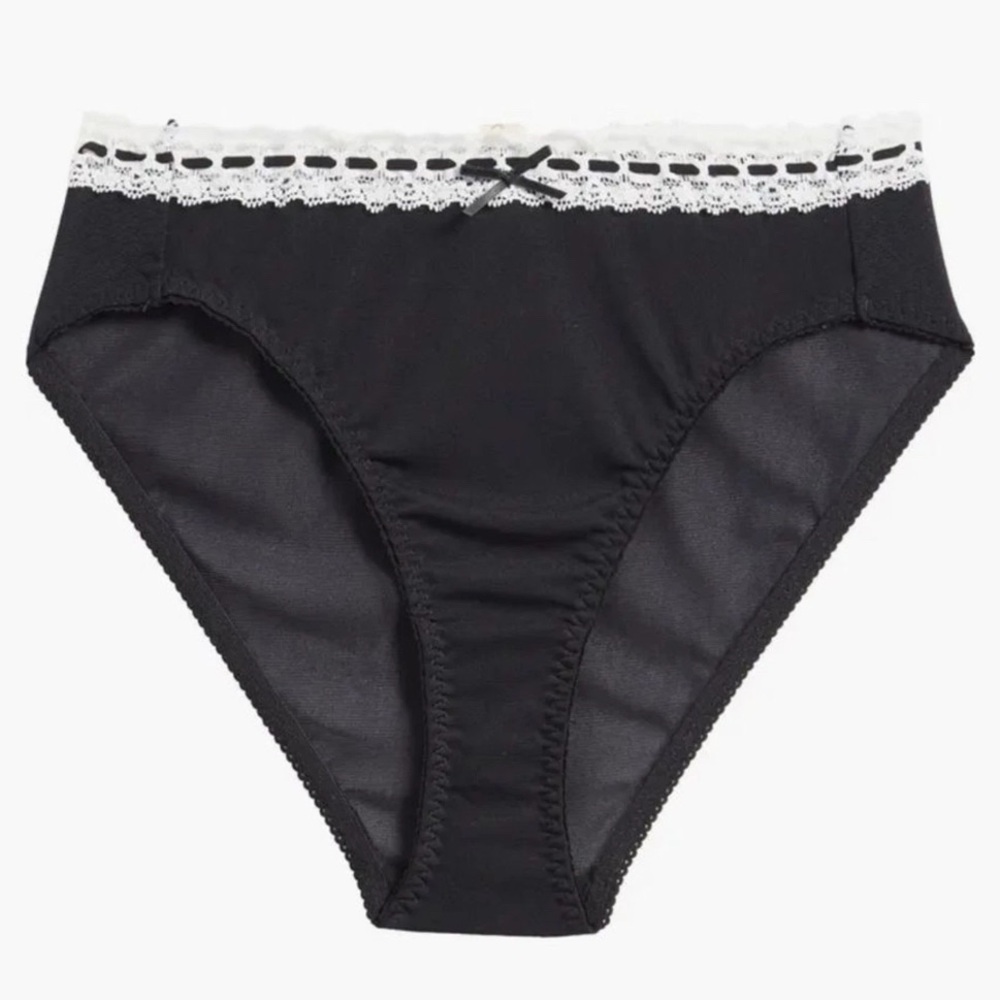 Free People Intimately So Sweet Bikini Underwear Medium Black Mesh